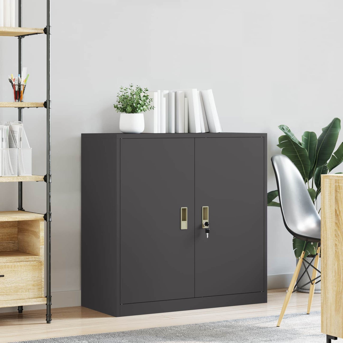 Aufbewahrungsschrank Schwarz 90 x 40 x 90 cm Stahl