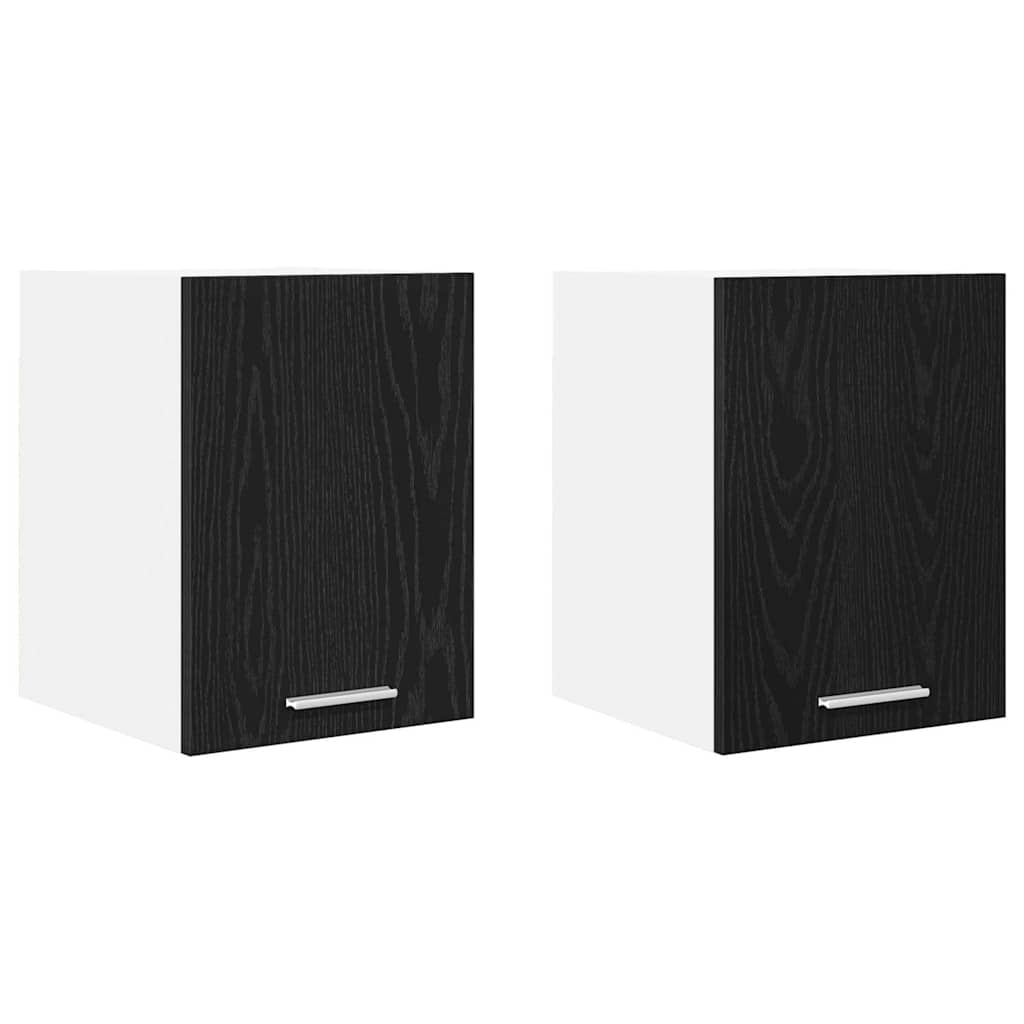 Hängeschrank 2 stk. Schwarze Eiche und Weiß Holzwerkstoff
