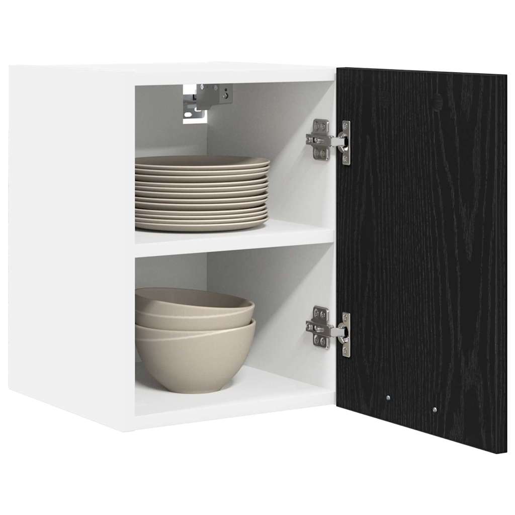 Hängeschrank 2 stk. Schwarze Eiche und Weiß Holzwerkstoff
