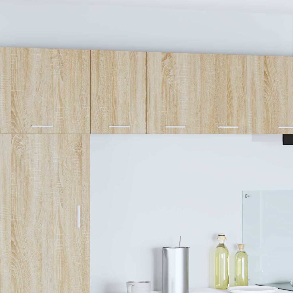 Hängeschrank 2 stk. Sonoma-Eiche und Weiß Holzwerkstoff