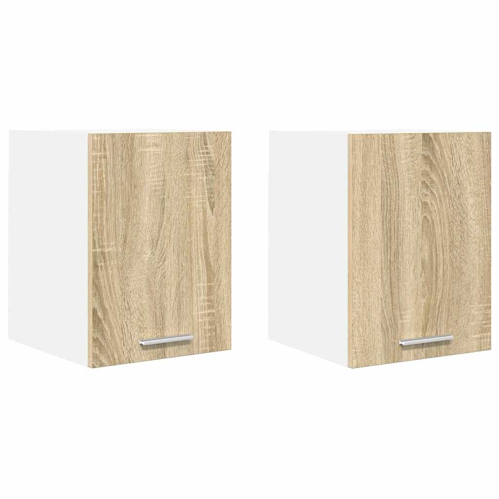 Hängeschrank 2 stk. Sonoma-Eiche und Weiß Holzwerkstoff