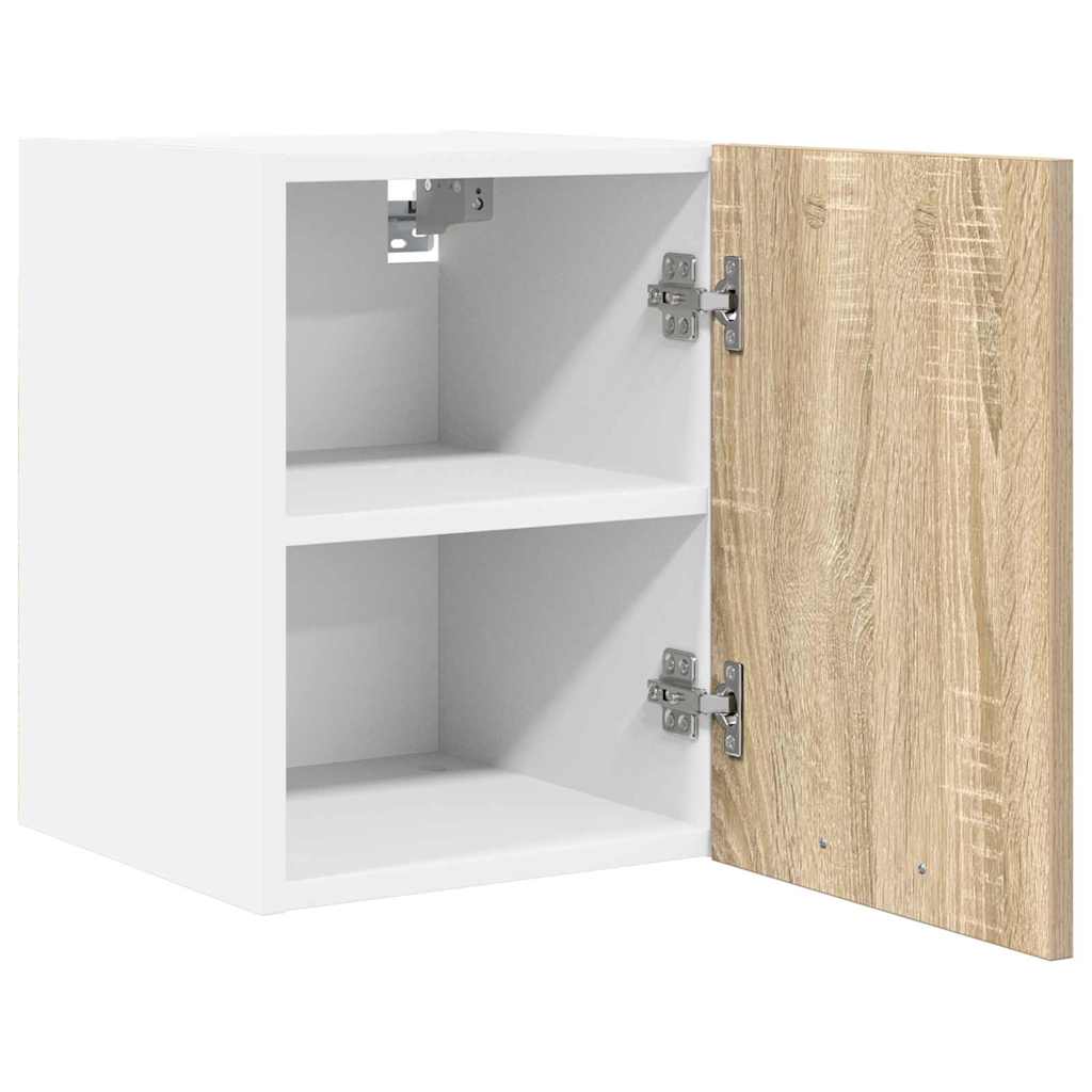 Hängeschrank 2 stk. Sonoma-Eiche und Weiß Holzwerkstoff