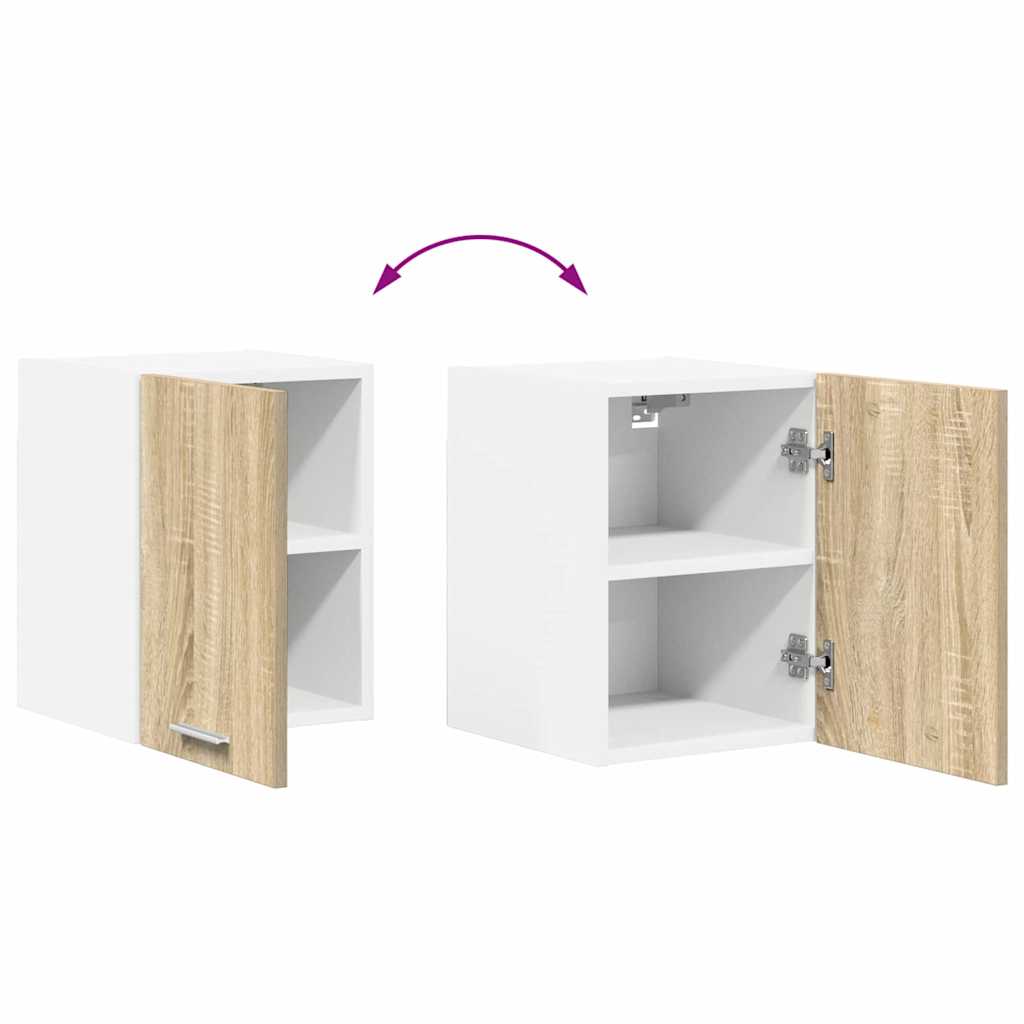 Hängeschrank 2 stk. Sonoma-Eiche und Weiß Holzwerkstoff