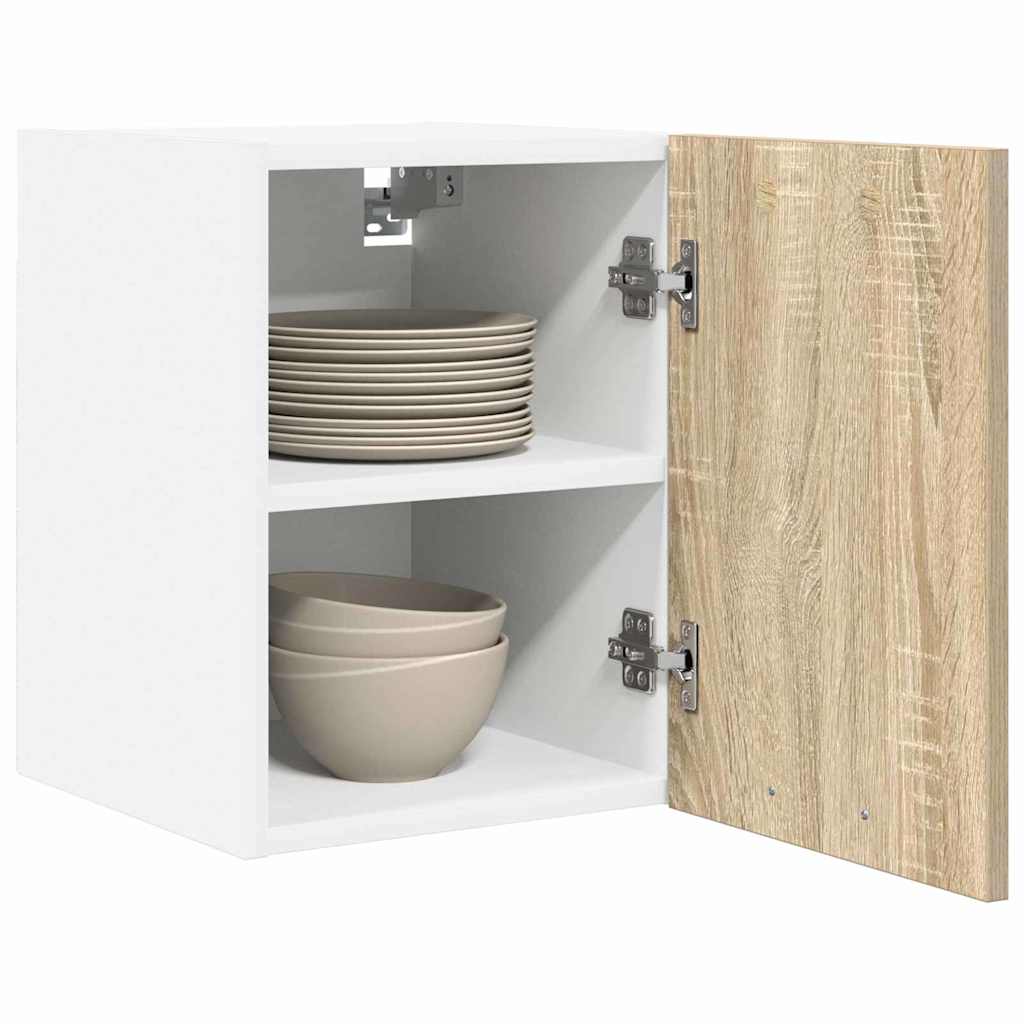 Hängeschrank 2 stk. Sonoma-Eiche und Weiß Holzwerkstoff