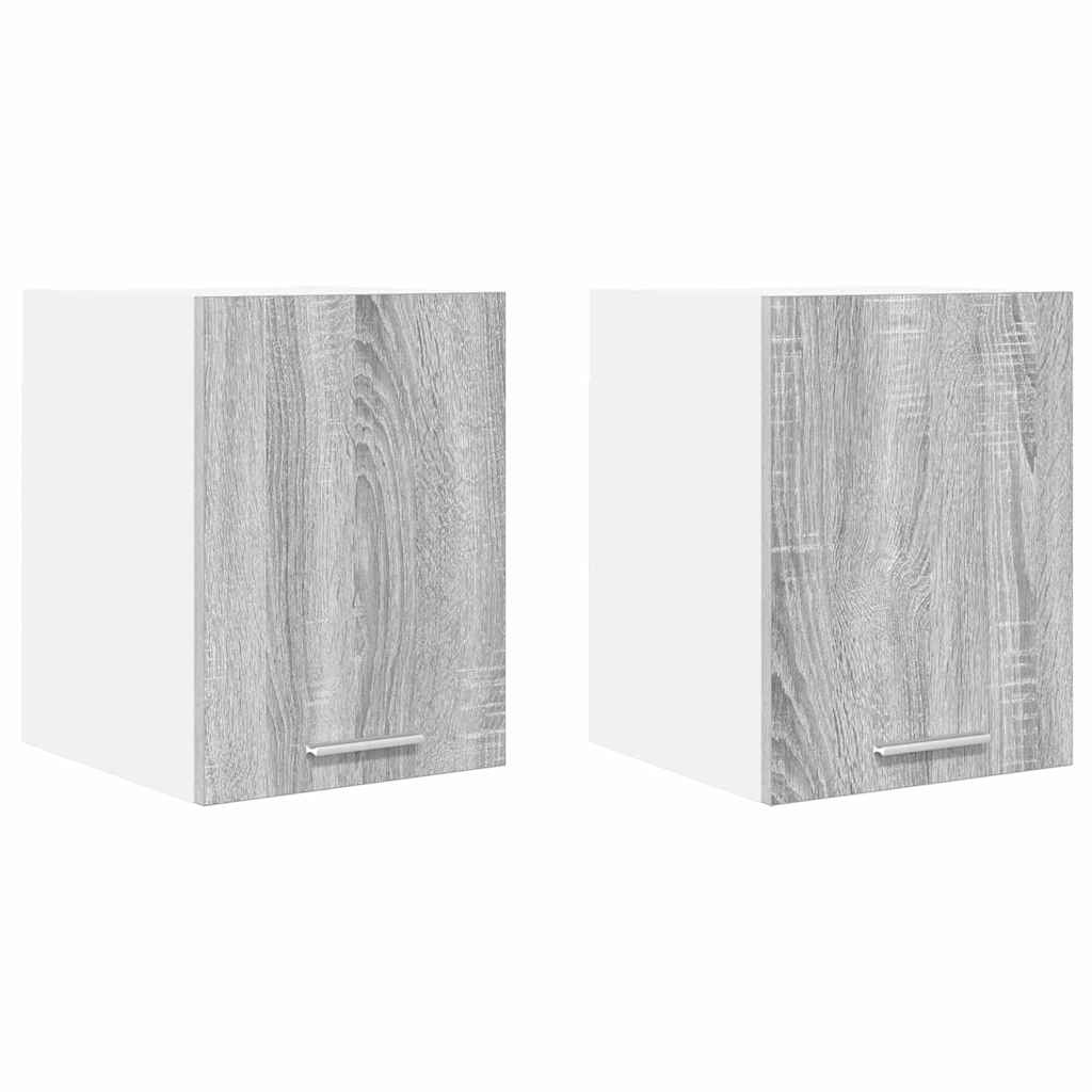 Hängeschrank 2 stk. Grau Sonoma und Weiß Holzwerkstoff