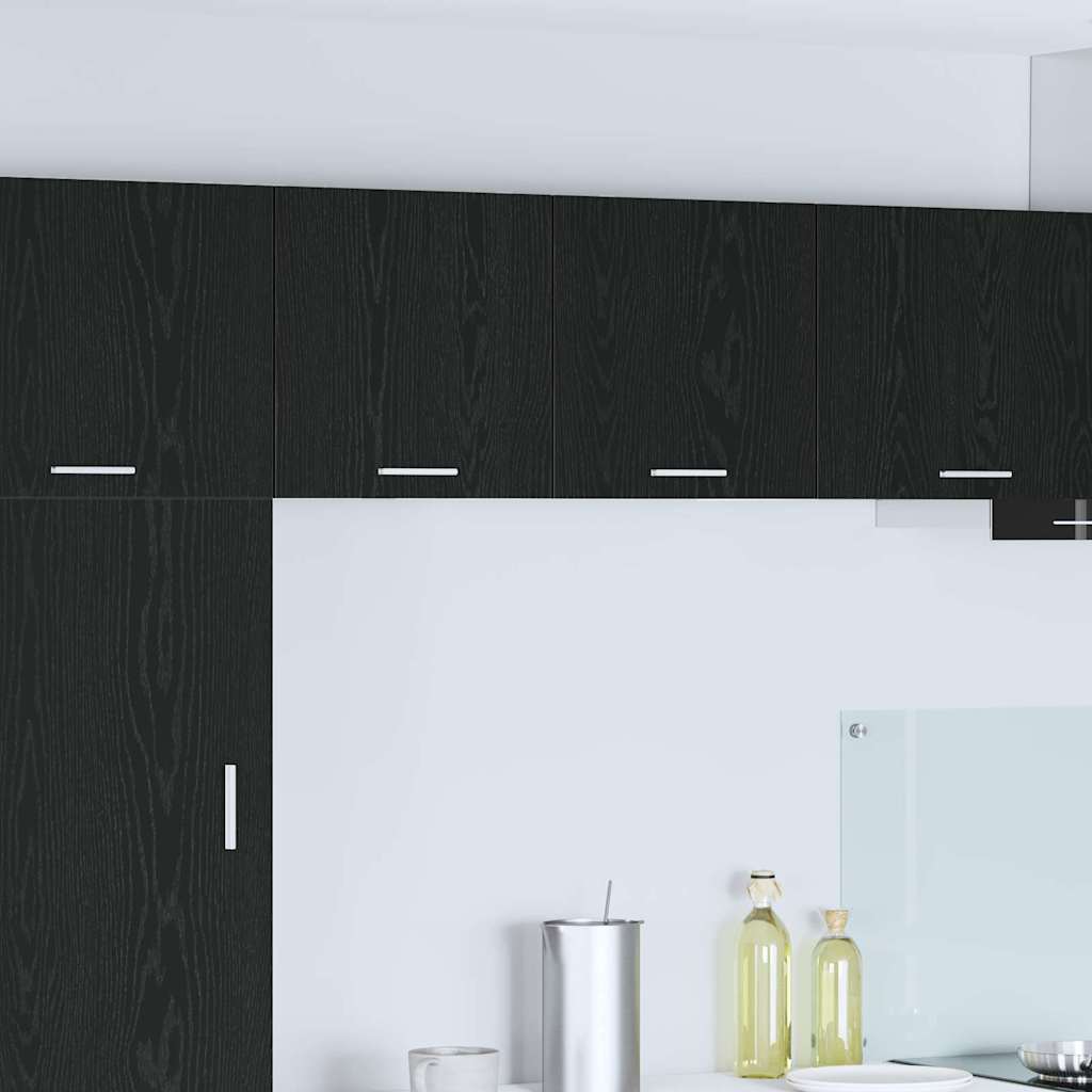 Hängeschrank 2 stk. Schwarze Eiche und Weiß Holzwerkstoff