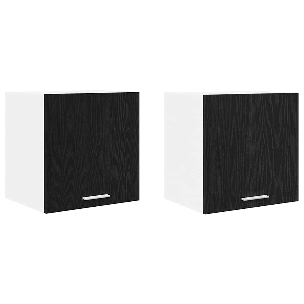 Hängeschrank 2 stk. Schwarze Eiche und Weiß Holzwerkstoff
