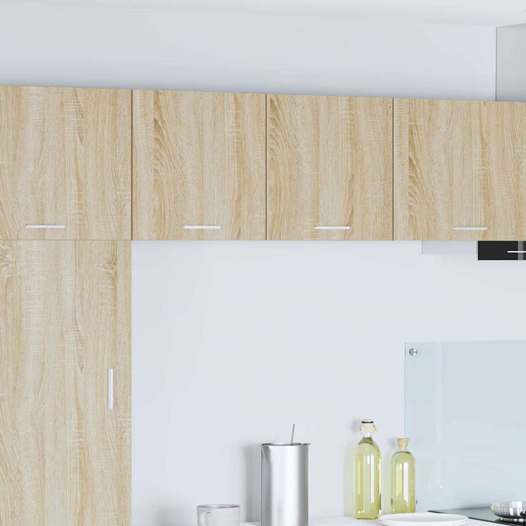 Hängeschrank 2 stk. Sonoma-Eiche und Weiß Holzwerkstoff