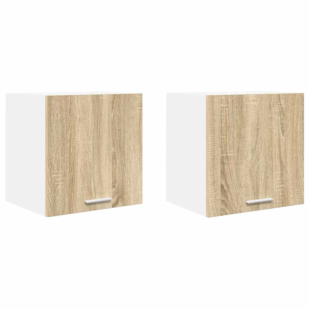 Hängeschrank 2 stk. Sonoma-Eiche und Weiß Holzwerkstoff