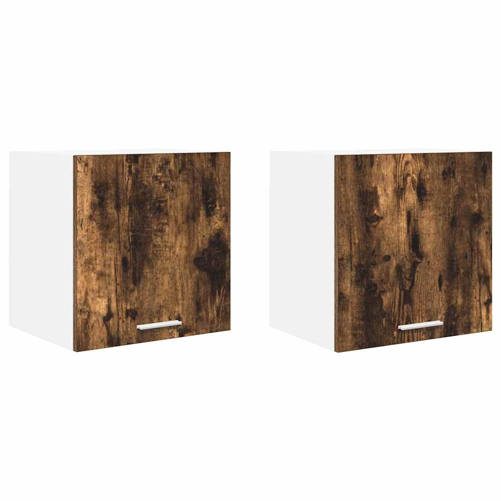 Hängeschrank mit Regal Riga 2 pcs Geräucherte Eiche und Weiß