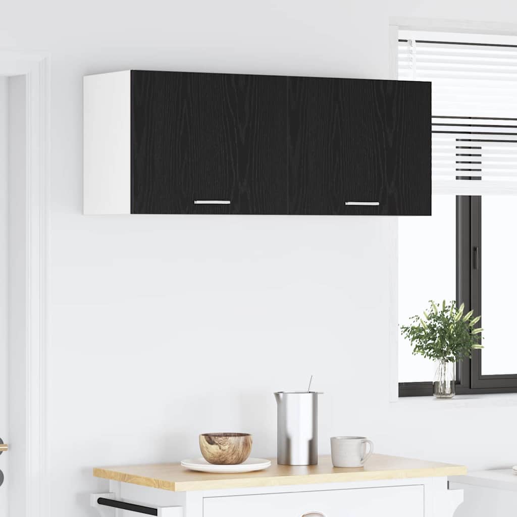 Hängeschrank 2 stk. Schwarze Eiche und Weiß Holzwerkstoff