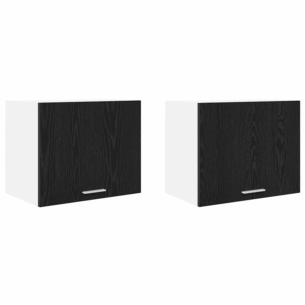 Hängeschrank 2 stk. Schwarze Eiche und Weiß Holzwerkstoff
