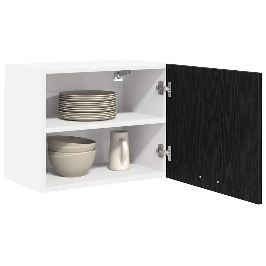 Hängeschrank 2 stk. Schwarze Eiche und Weiß Holzwerkstoff