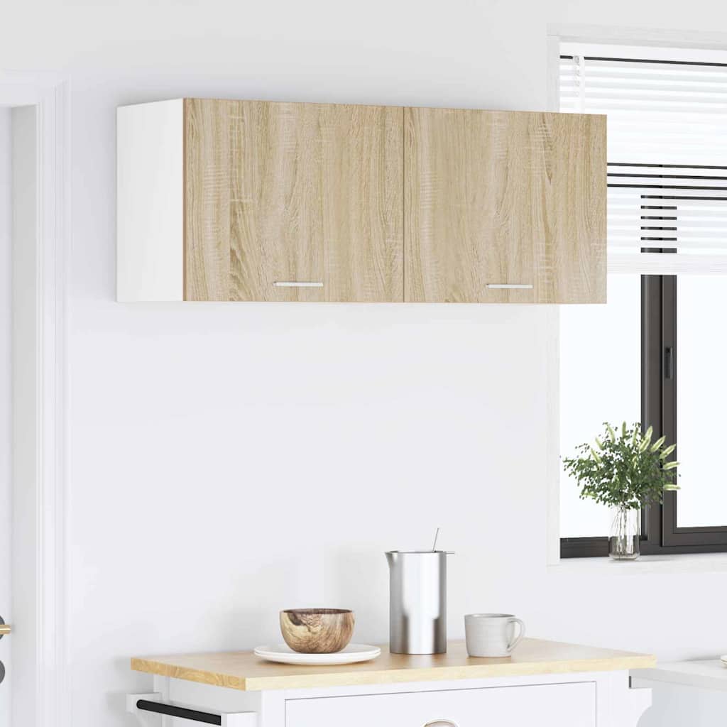 Hängeschrank 2 stk. Sonoma-Eiche und Weiß Holzwerkstoff