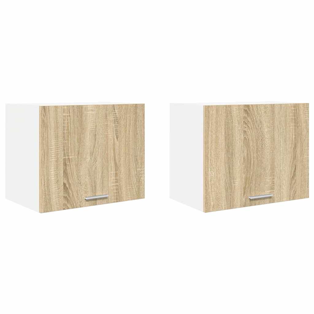 Hängeschrank 2 stk. Sonoma-Eiche und Weiß Holzwerkstoff