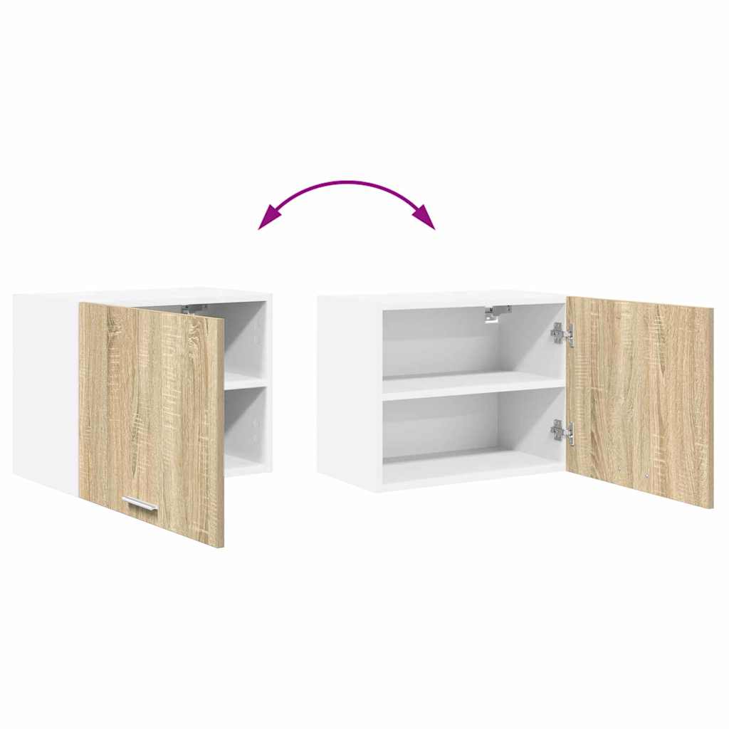 Hängeschrank 2 stk. Sonoma-Eiche und Weiß Holzwerkstoff