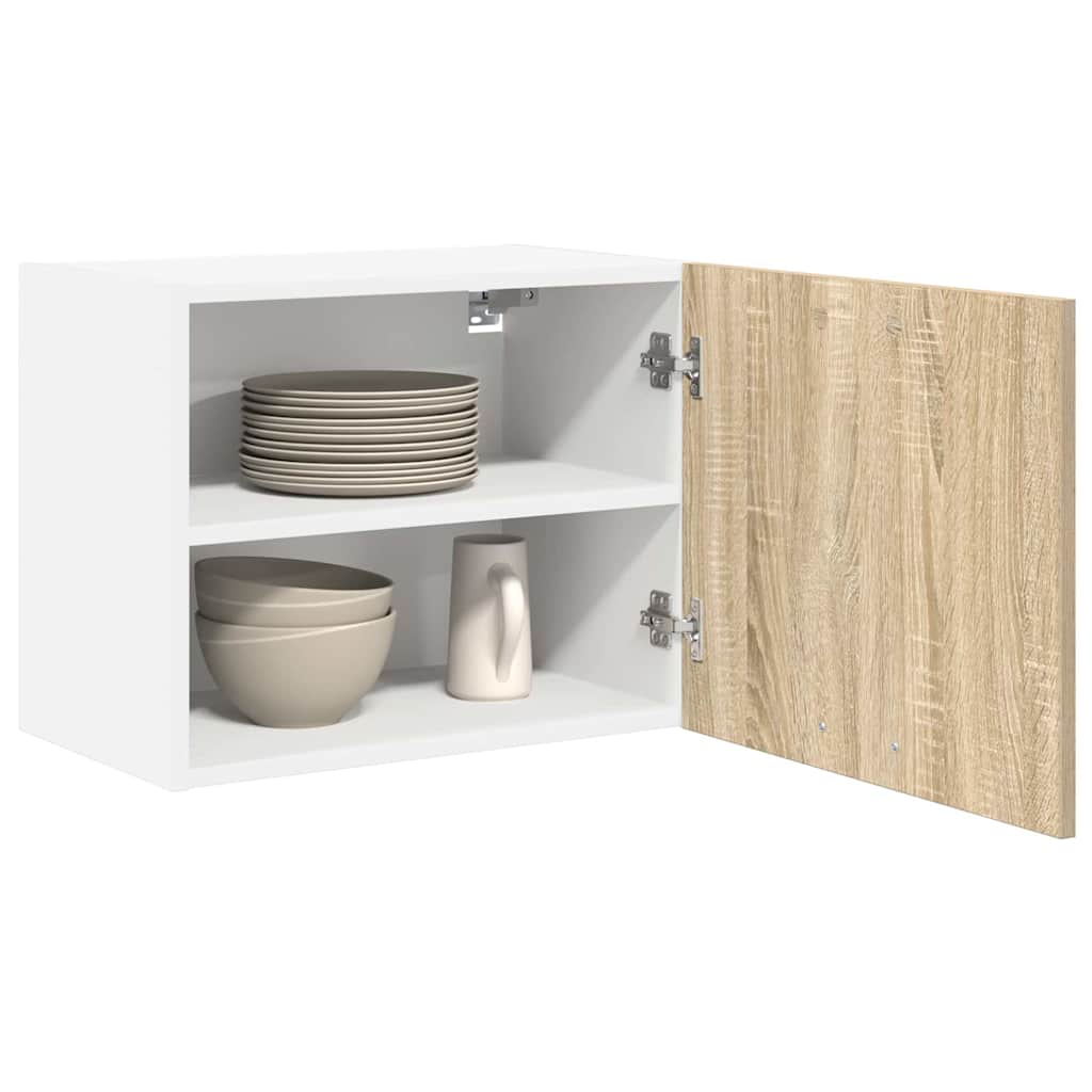 Hängeschrank 2 stk. Sonoma-Eiche und Weiß Holzwerkstoff