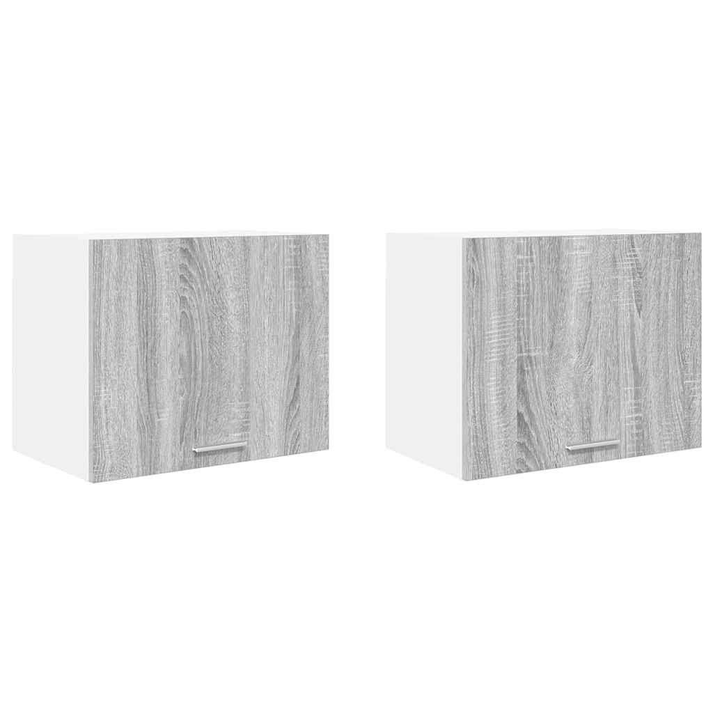 Hängeschrank 2 stk. Grau Sonoma und Weiß Holzwerkstoff