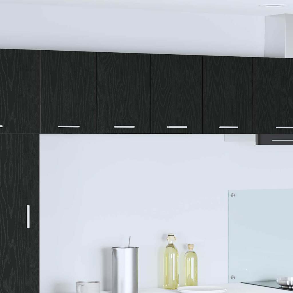 Hängeschrank 2 stk. Schwarze Eiche und Weiß Holzwerkstoff