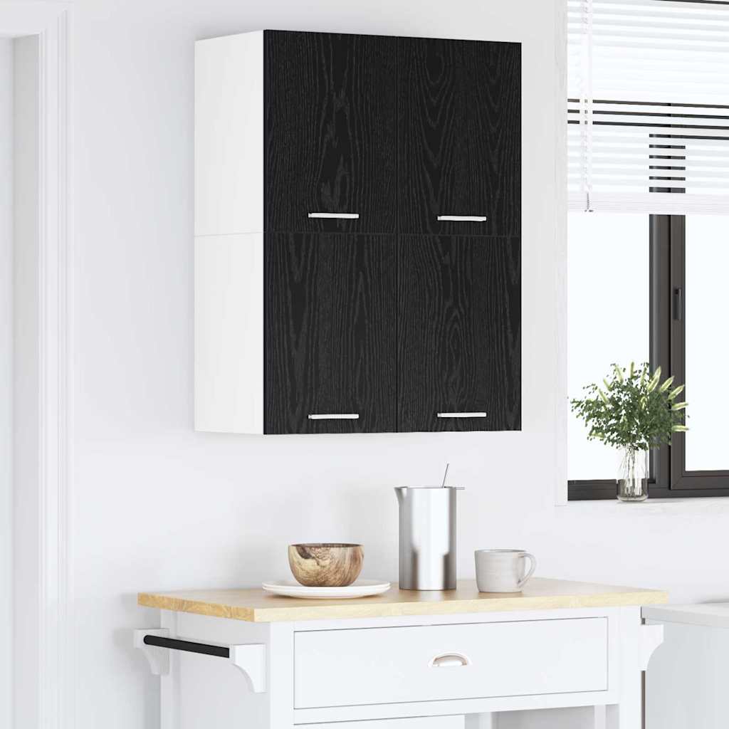 Hängeschrank 2 stk. Schwarze Eiche und Weiß Holzwerkstoff