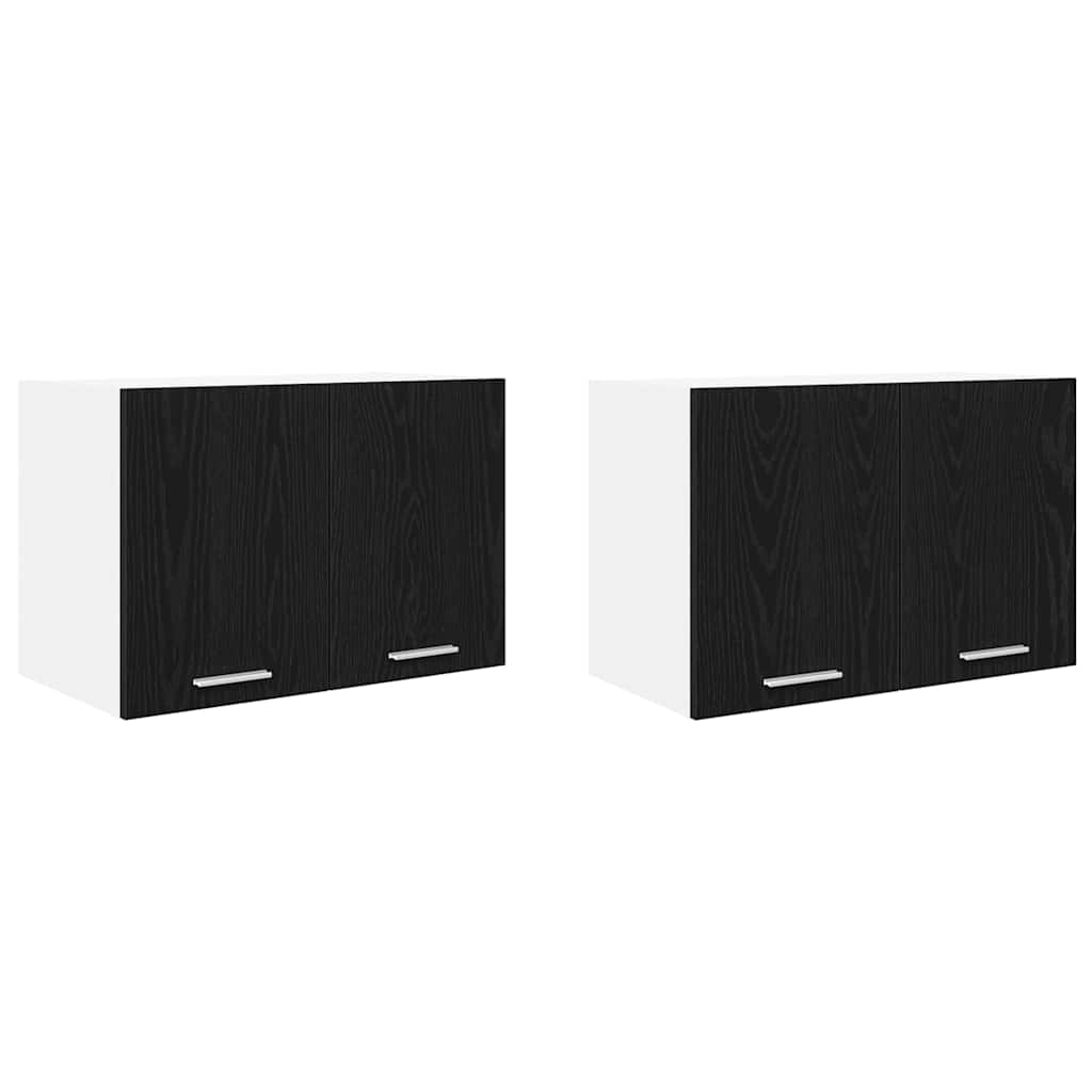 Hängeschrank 2 stk. Schwarze Eiche und Weiß Holzwerkstoff