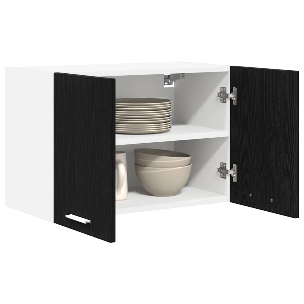 Hängeschrank 2 stk. Schwarze Eiche und Weiß Holzwerkstoff