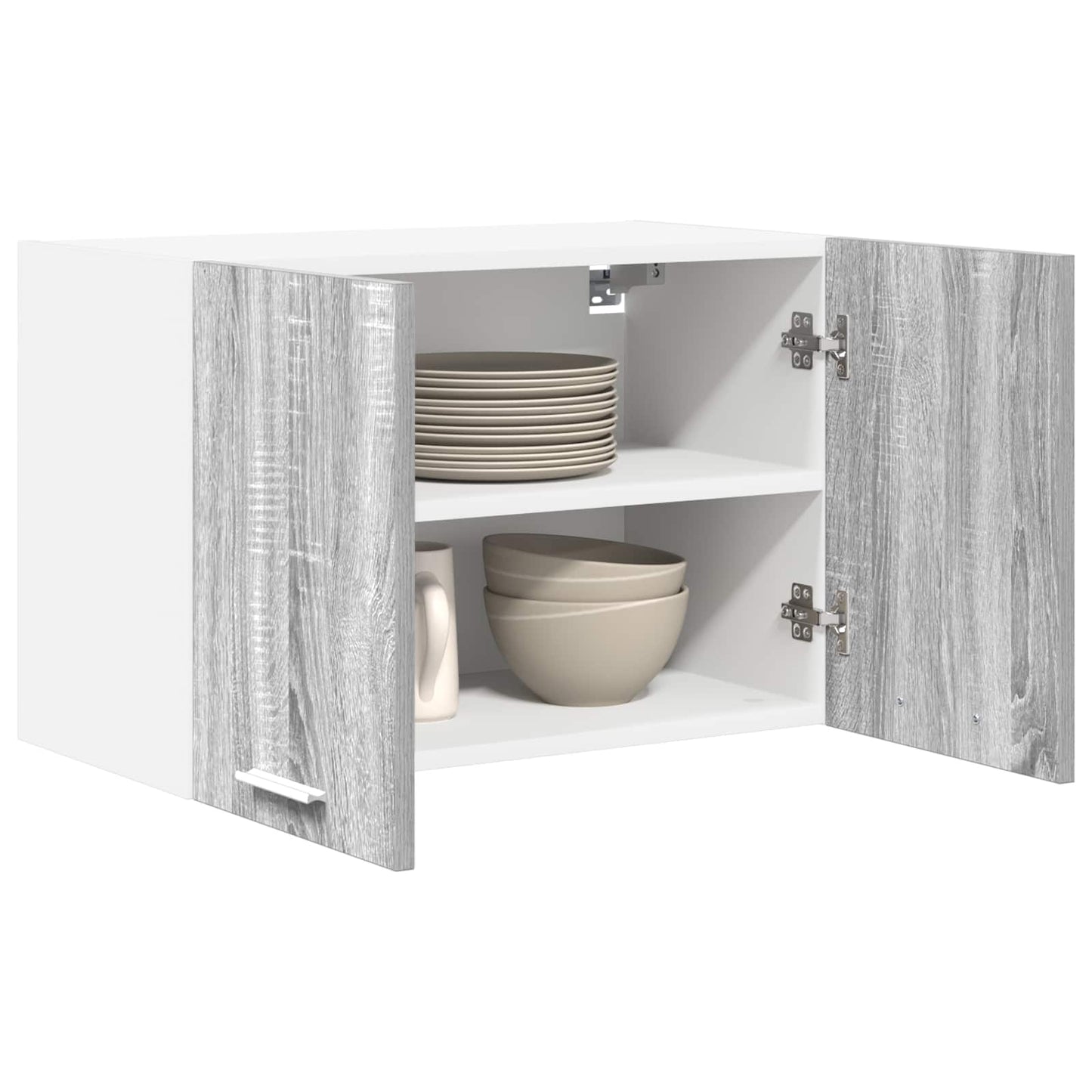 Hängeschrank 2 stk. Grau Sonoma und Weiß Holzwerkstoff