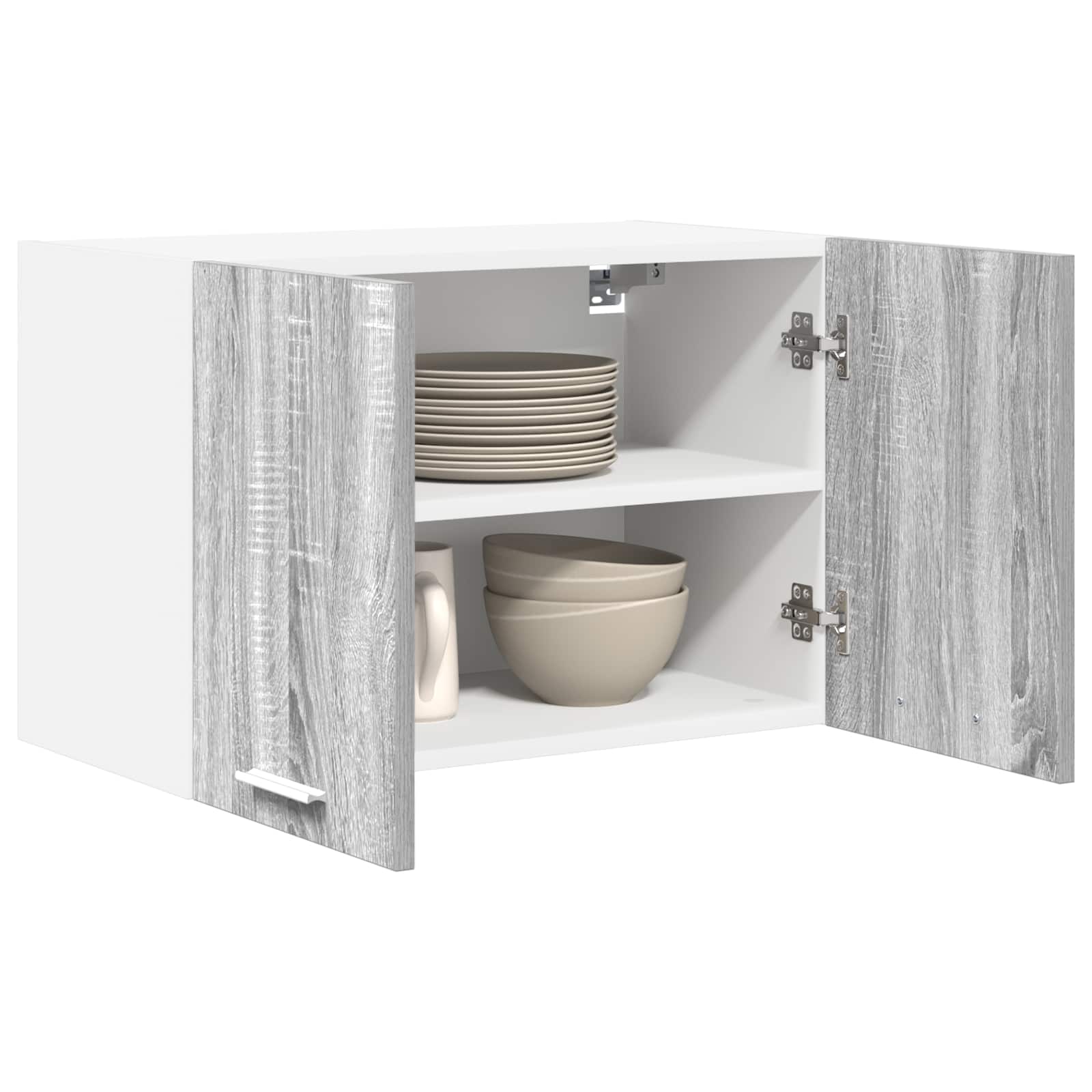 Hängeschrank 2 stk. Grau Sonoma und Weiß Holzwerkstoff