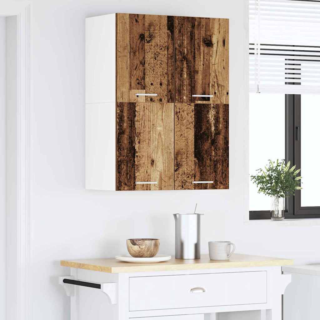 Hängeschrank mit Regal Riga Altes Holz und Weiß 60 x 31 x 40 cm