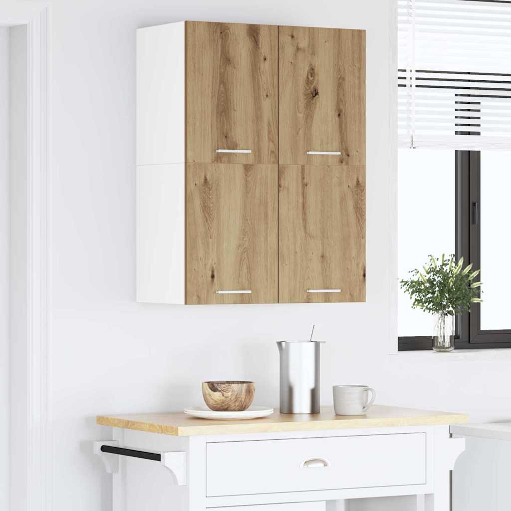 Hängeschrank 2 stk. Artisan-Eiche und Weiß Holzwerkstoff