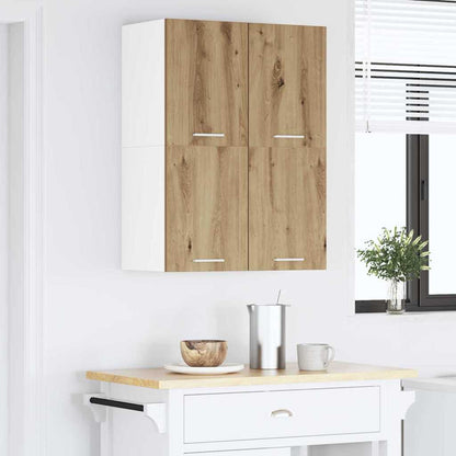 Hängeschrank 2 stk. Artisan-Eiche und Weiß Holzwerkstoff