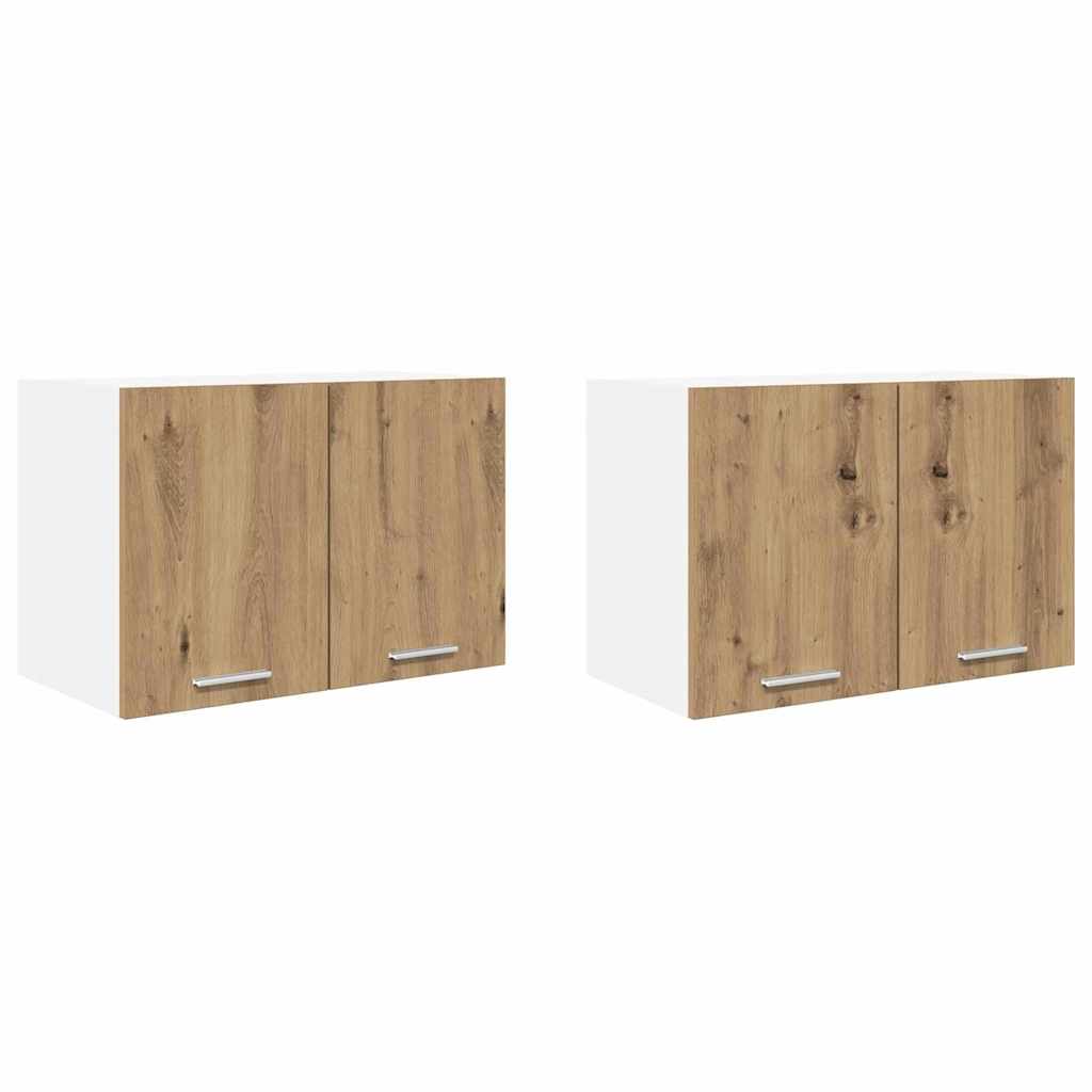 Hängeschrank 2 stk. Artisan-Eiche und Weiß Holzwerkstoff