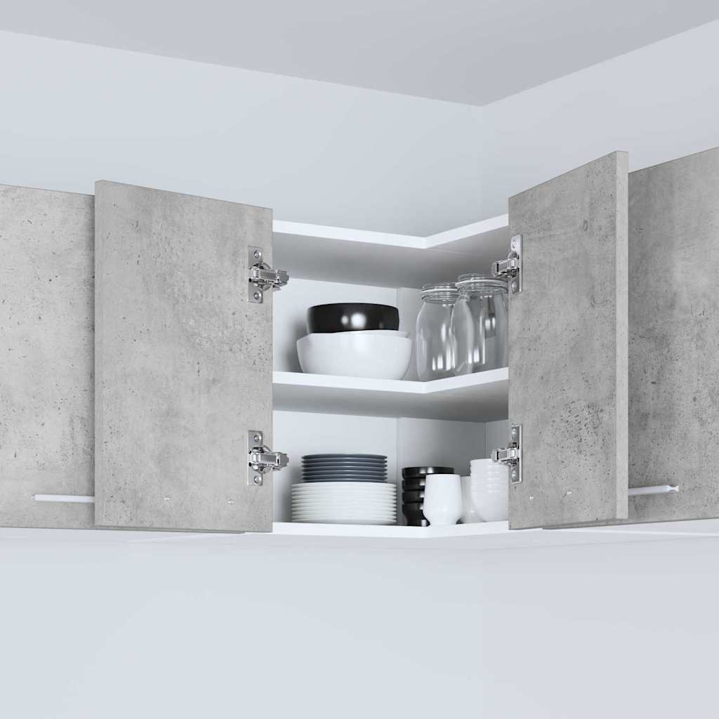 Hängeschrank mit Regal Riga Betongrau und Weiß 57 x 57 x 40 cm