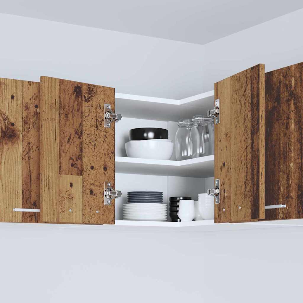 Hängeschrank mit Regal Riga Altes Holz und Weiß 57 x 57 x 40 cm