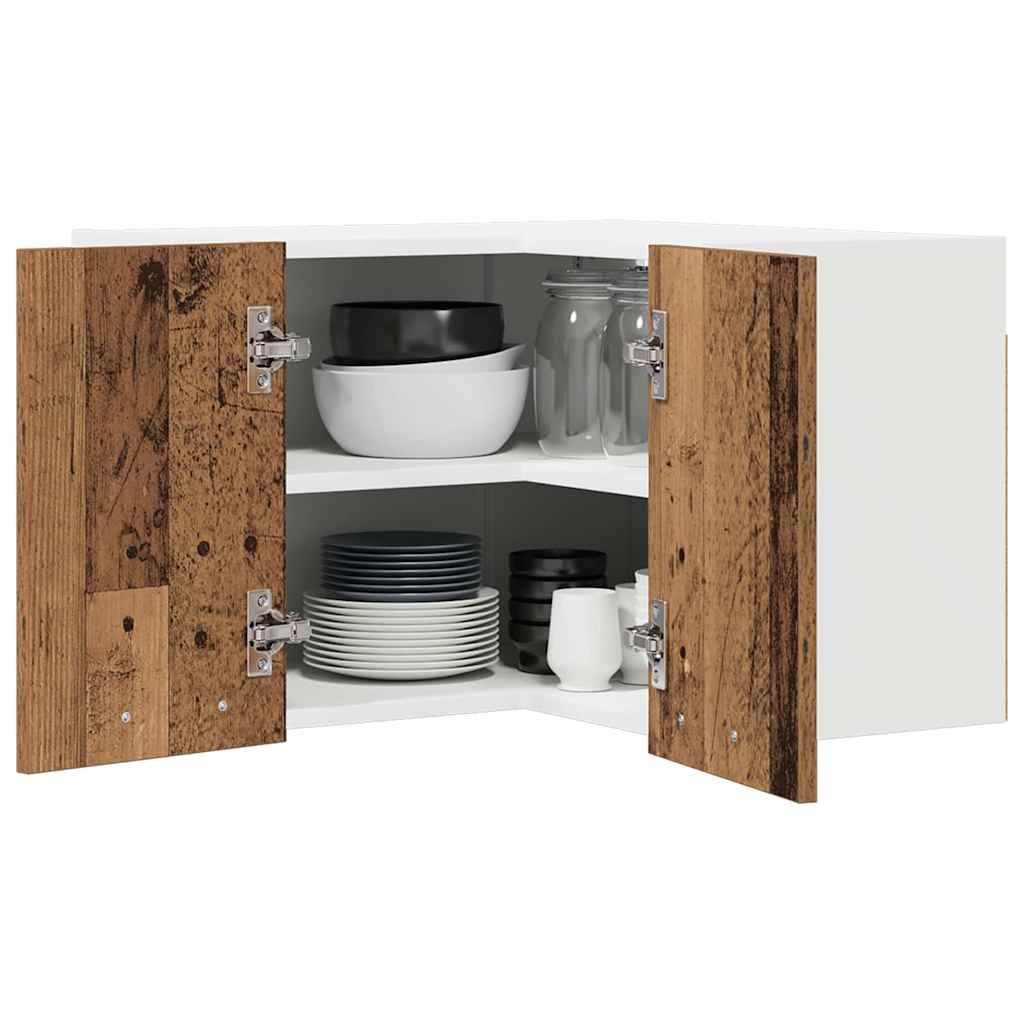 Hängeschrank mit Regal Riga Altes Holz und Weiß 57 x 57 x 40 cm