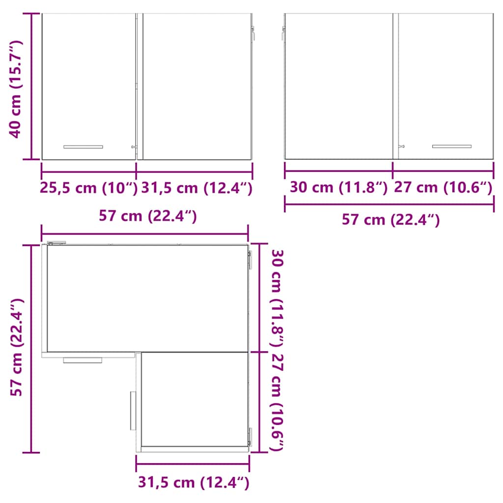 Hängeschrank Artisan-Eiche und Weiß 57 x 57 x 40 cm