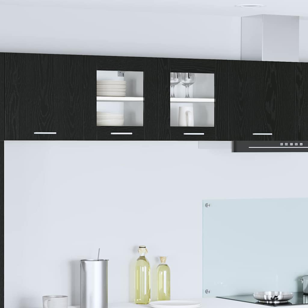 Hängeschrank 2 stk. Schwarz Eichen-Optik Holzwerkstoff