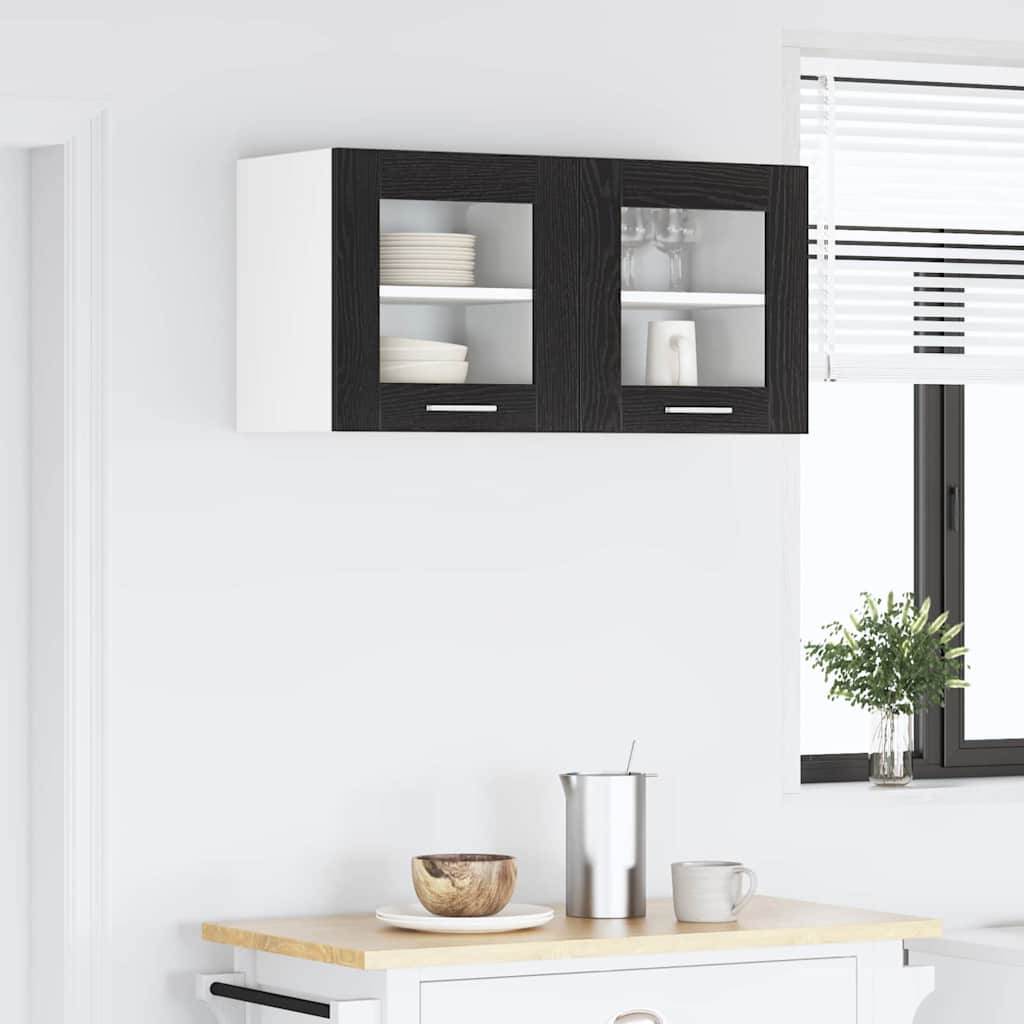 Hängeschrank 2 stk. Schwarz Eichen-Optik Holzwerkstoff