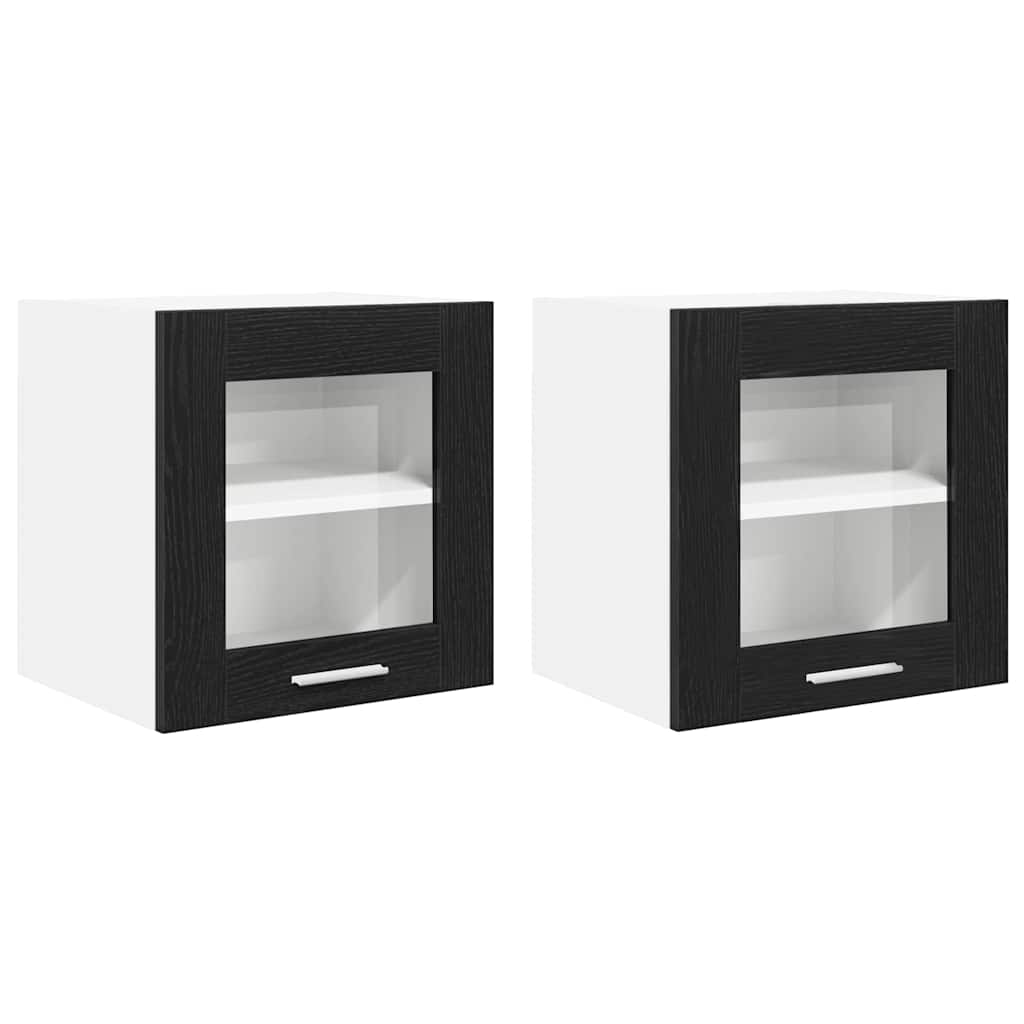Hängeschrank 2 stk. Schwarz Eichen-Optik Holzwerkstoff