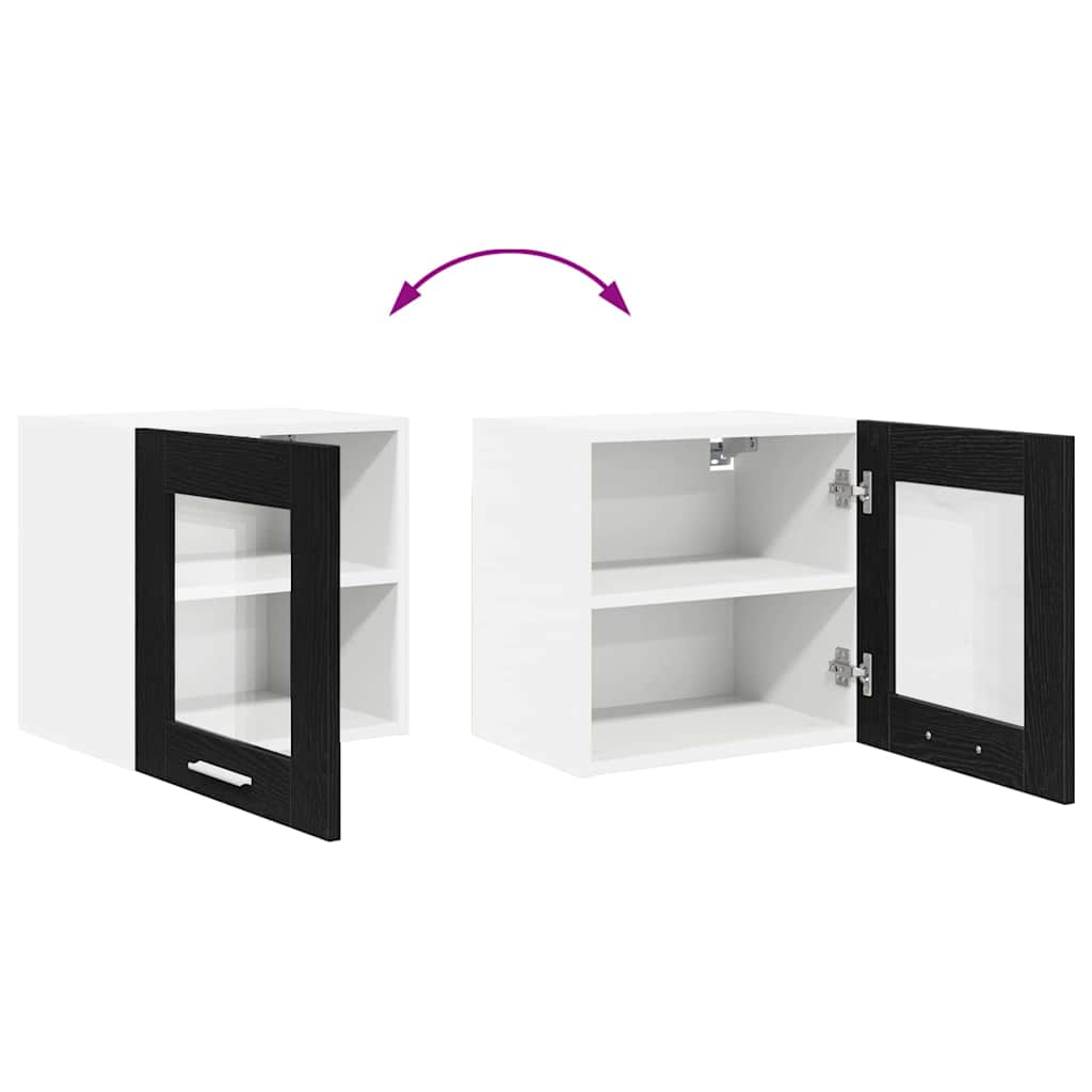 Hängeschrank 2 stk. Schwarz Eichen-Optik Holzwerkstoff