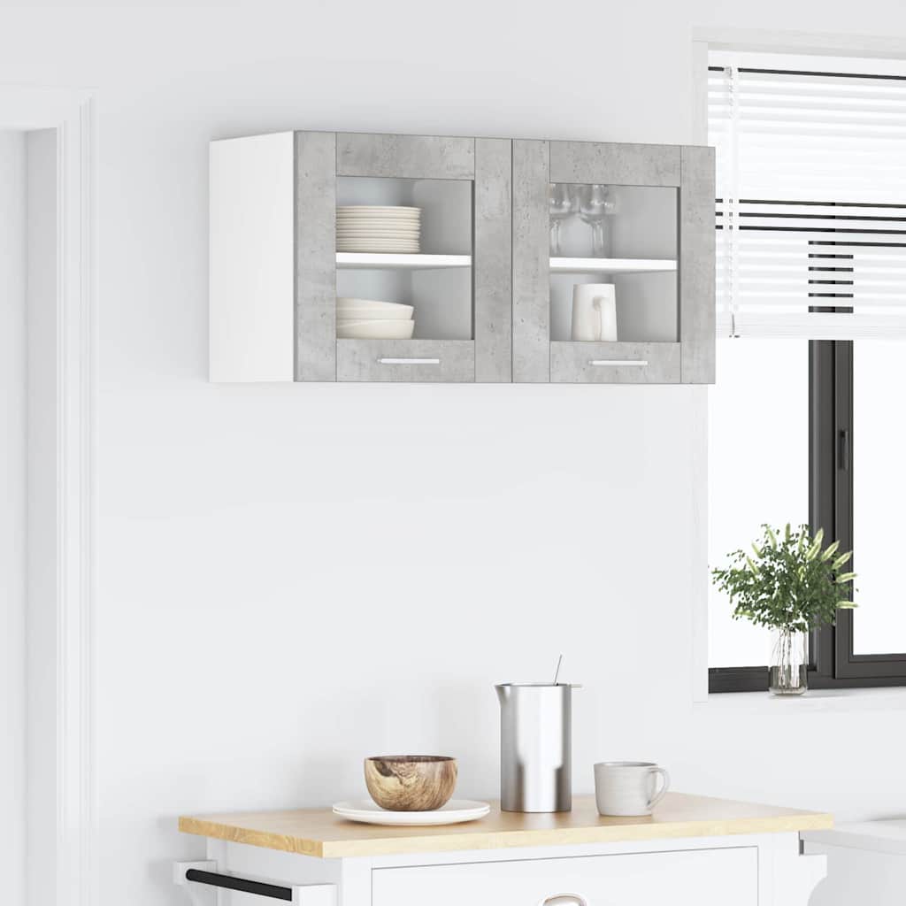 Hängeschrank 2 stk. Betongrau Holzwerkstoff