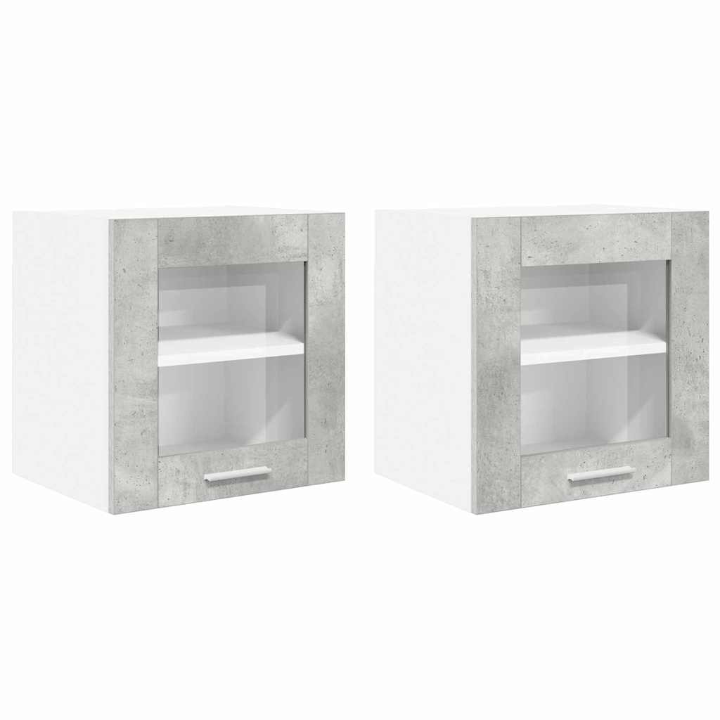 Hängeschrank 2 stk. Betongrau Holzwerkstoff