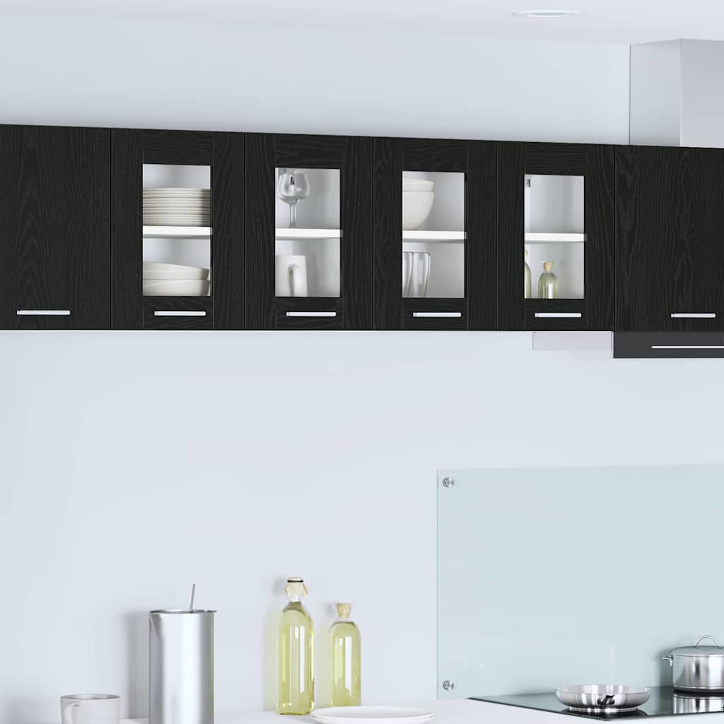 Hängeschrank 2 stk. Schwarz Eichen-Optik Holzwerkstoff