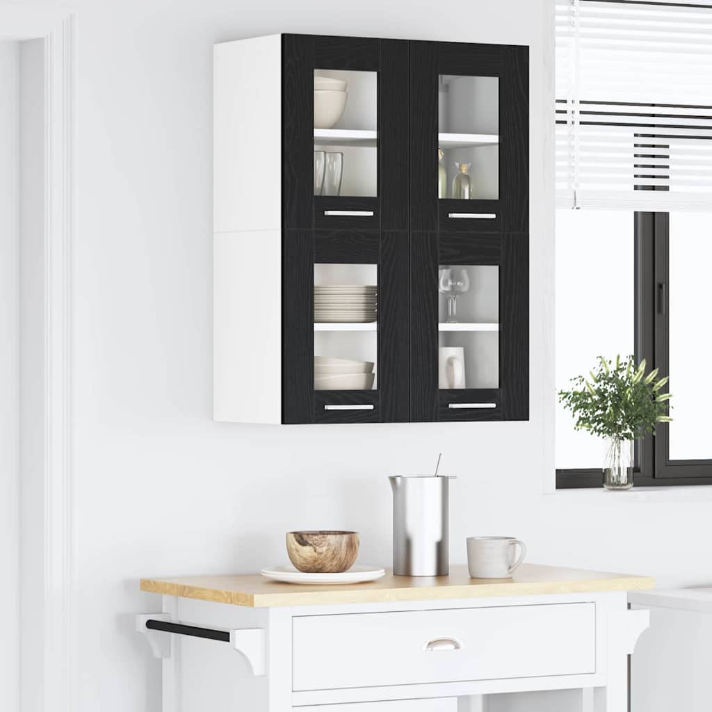 Hängeschrank 2 stk. Schwarz Eichen-Optik Holzwerkstoff
