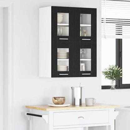 Hängeschrank 2 stk. Schwarz Eichen-Optik Holzwerkstoff