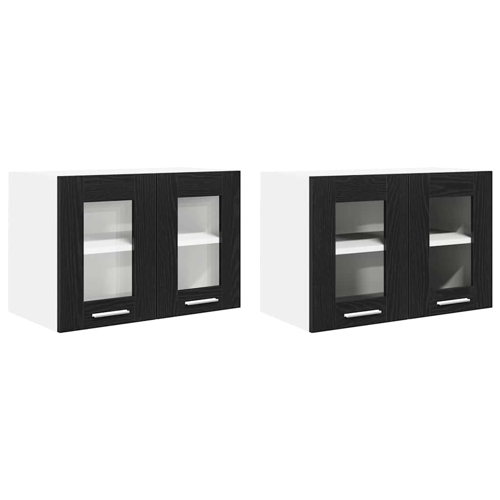 Hängeschrank 2 stk. Schwarz Eichen-Optik Holzwerkstoff