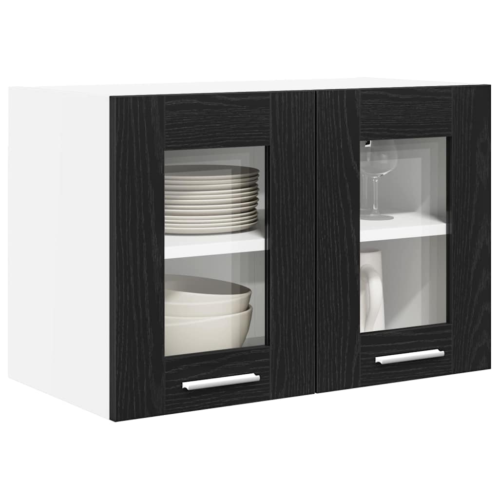 Hängeschrank 2 stk. Schwarz Eichen-Optik Holzwerkstoff