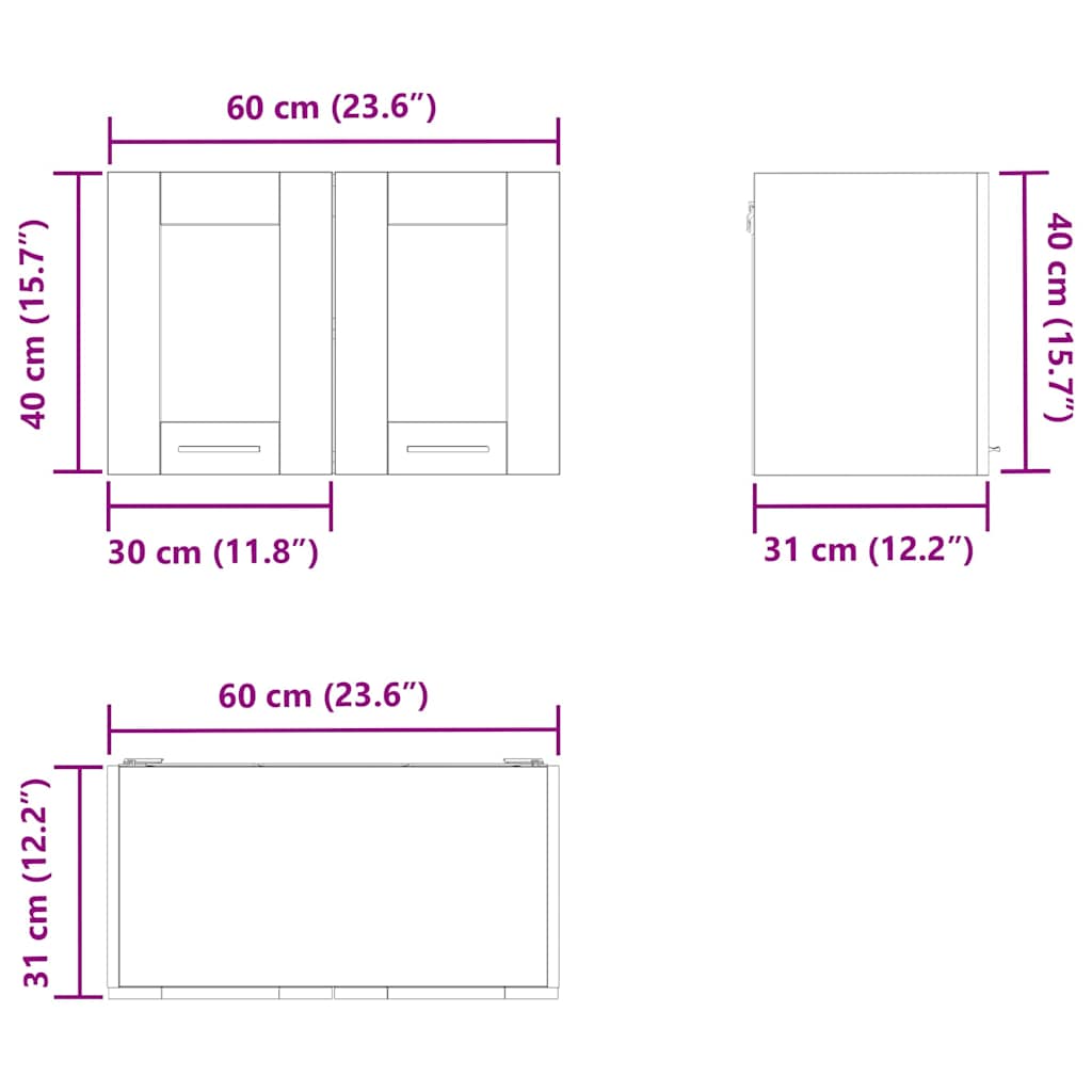 Hängeschrank 2 stk. Schwarz Eichen-Optik Holzwerkstoff