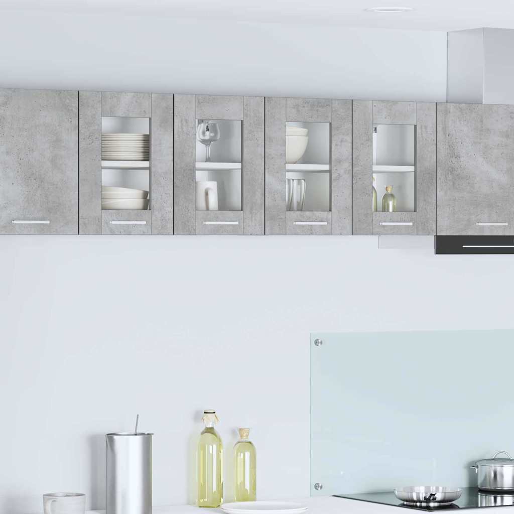 Hängeschrank 2 stk. Betongrau Holzwerkstoff