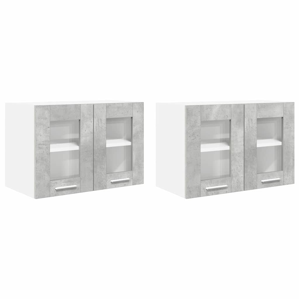 Hängeschrank 2 stk. Betongrau Holzwerkstoff